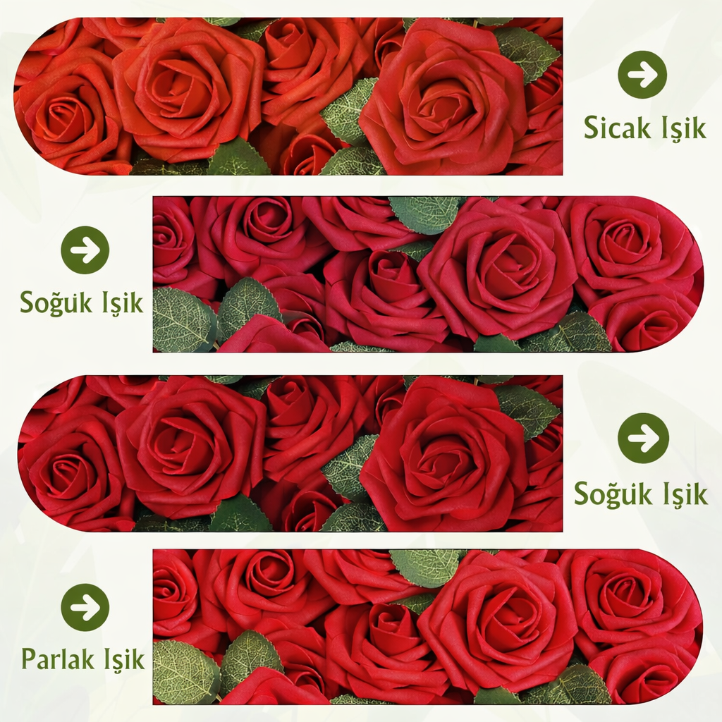 25 Adet Yapay Kırmızı Gül Başlığı – Dekoratif Buket & Aranjman Çiçeği